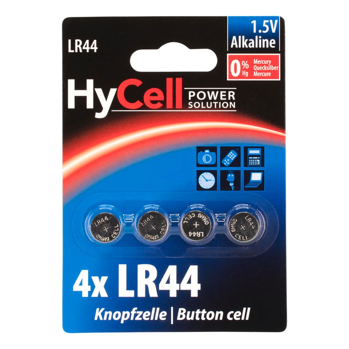 HyCell Knopfzellen LR44 1,5 V | 1516-0024 | 1 Pack = 4 St.