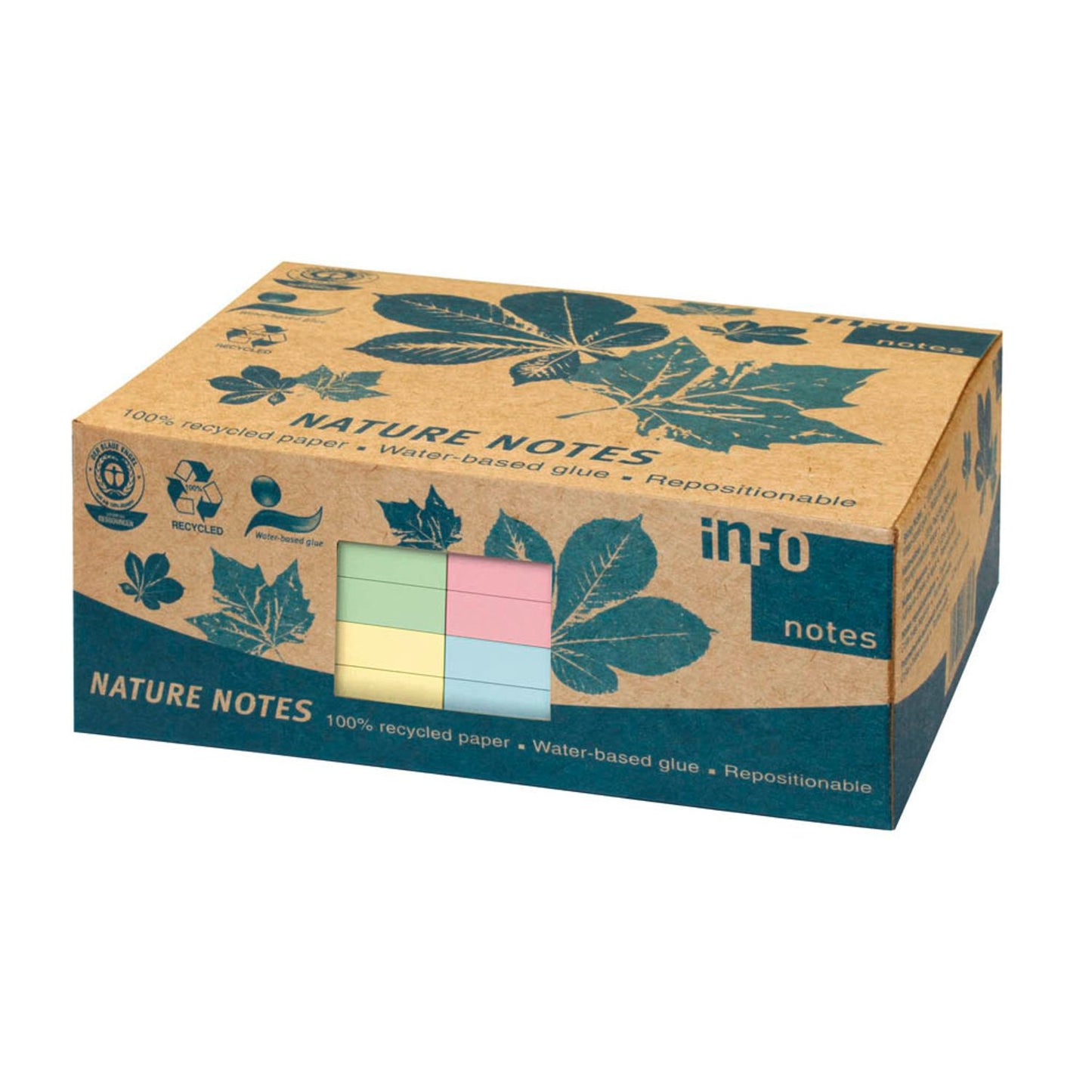 inFO Recycling Haftnotizen farbsortiert, 12 Blöcke | 5655-88BOX | 1 Pack = 12 Blöcke