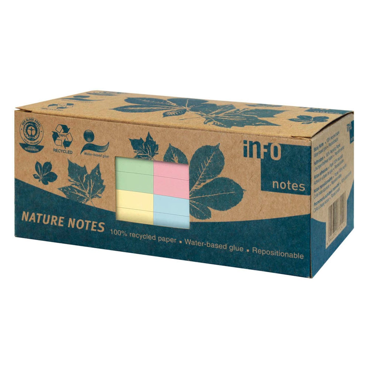 inFO Recycling Haftnotizen farbsortiert, 12 Blöcke | 5654-88BOX | 1 Pack = 12 Blöcke