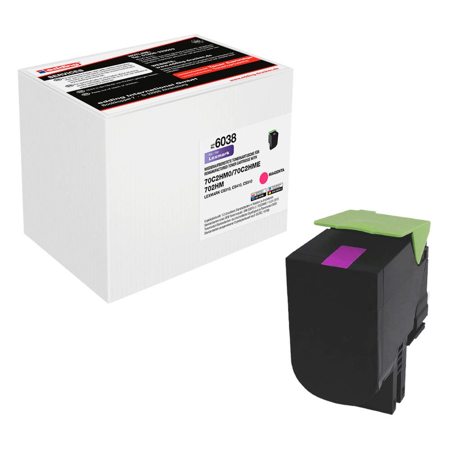 edding EDD-6038 magenta Toner kompatibel zu LEXMARK 70C2HM0 | 18-6038
