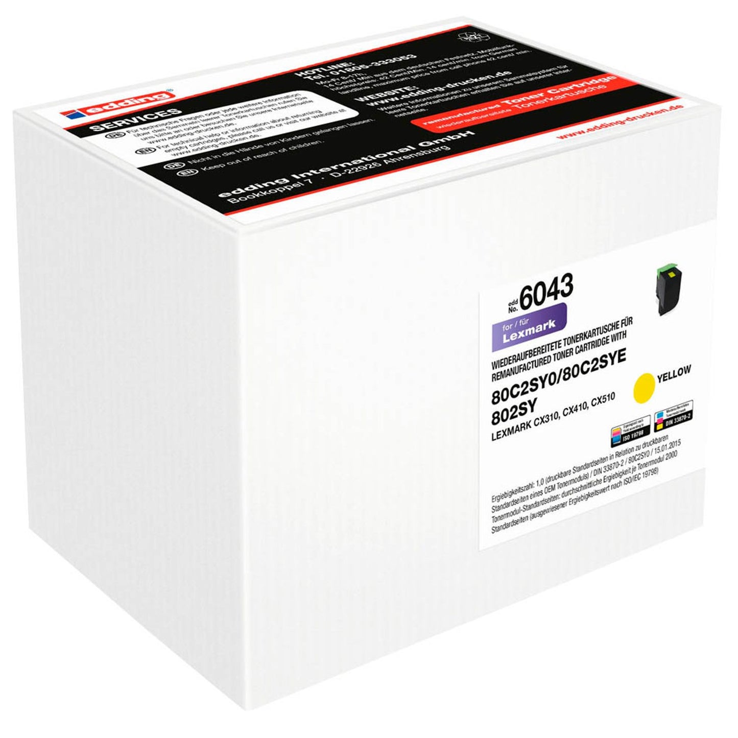 edding EDD-6043 gelb Toner kompatibel zu LEXMARK 80C2SY0 | 18-6043