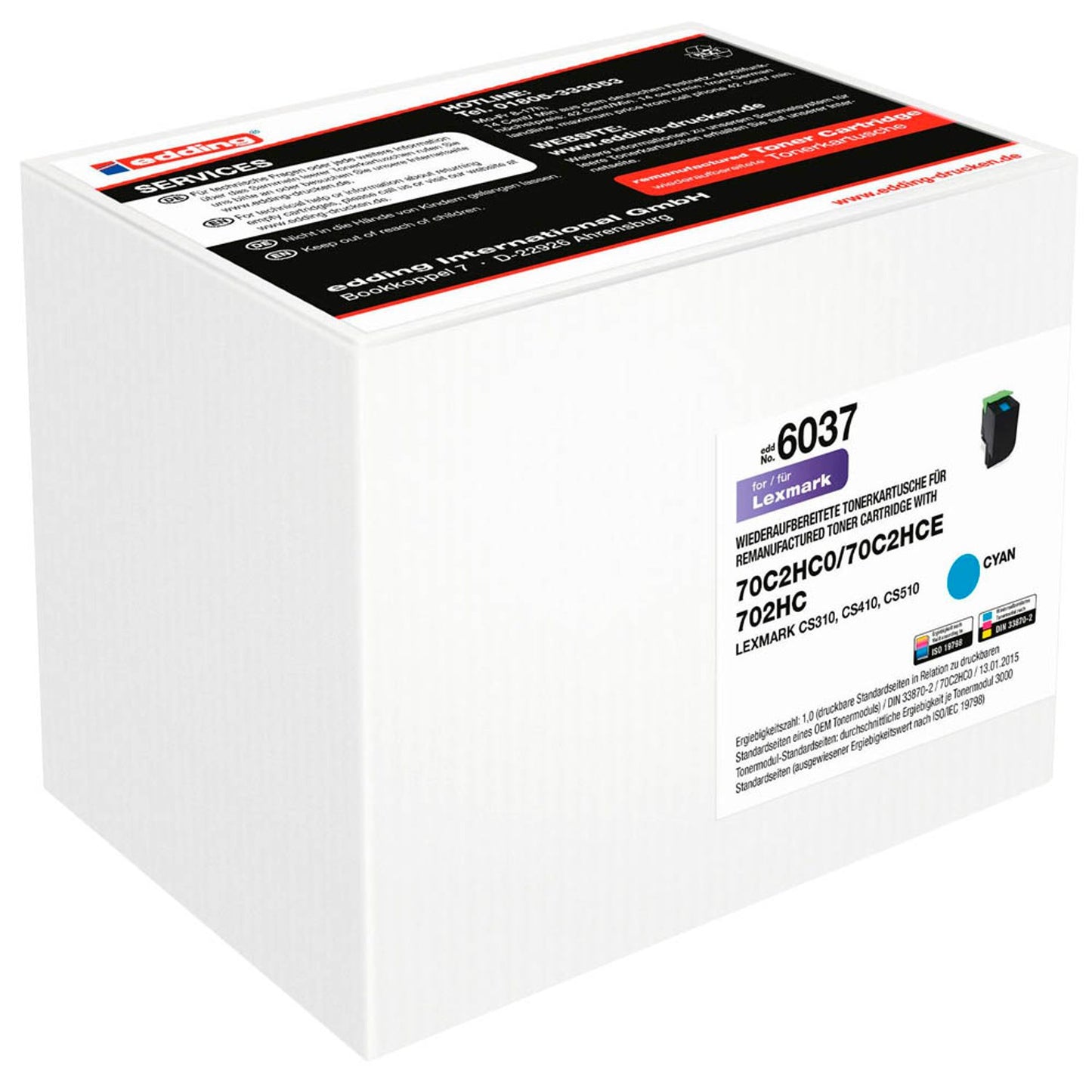 edding EDD-6037 cyan Toner kompatibel zu LEXMARK 70C2HC0 | 18-6037