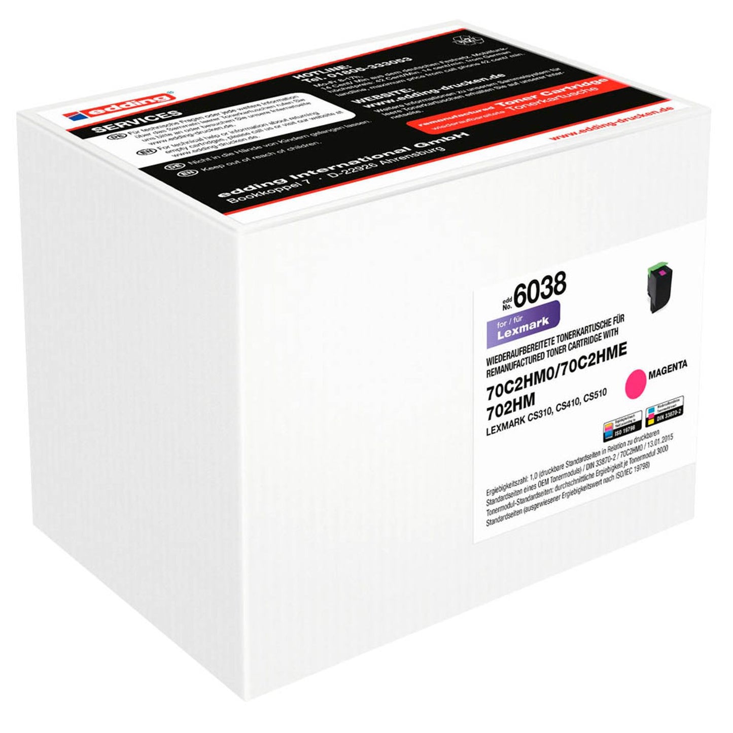 edding EDD-6038 magenta Toner kompatibel zu LEXMARK 70C2HM0 | 18-6038