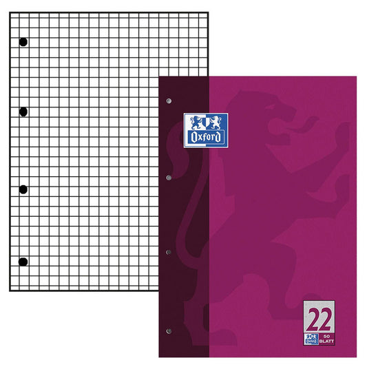 OXFORD Briefblock Schule gelocht DIN A4 kariert Lineatur 22 | 100050348