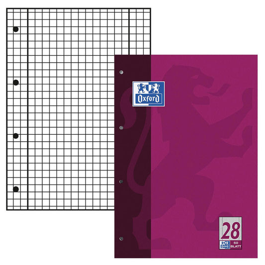 OXFORD Briefblock Schule gelocht DIN A4 kariert Lineatur 28 | 100050353
