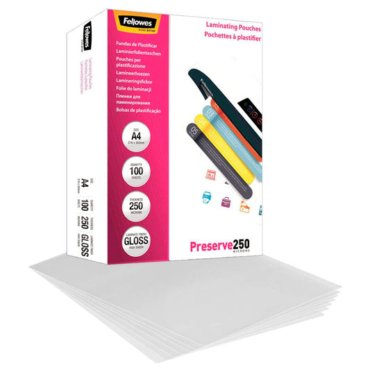 Fellowes Preserve250 Laminierfolien glänzend für A4 250 micron | 5401802 | 1 Pack = 100 St.