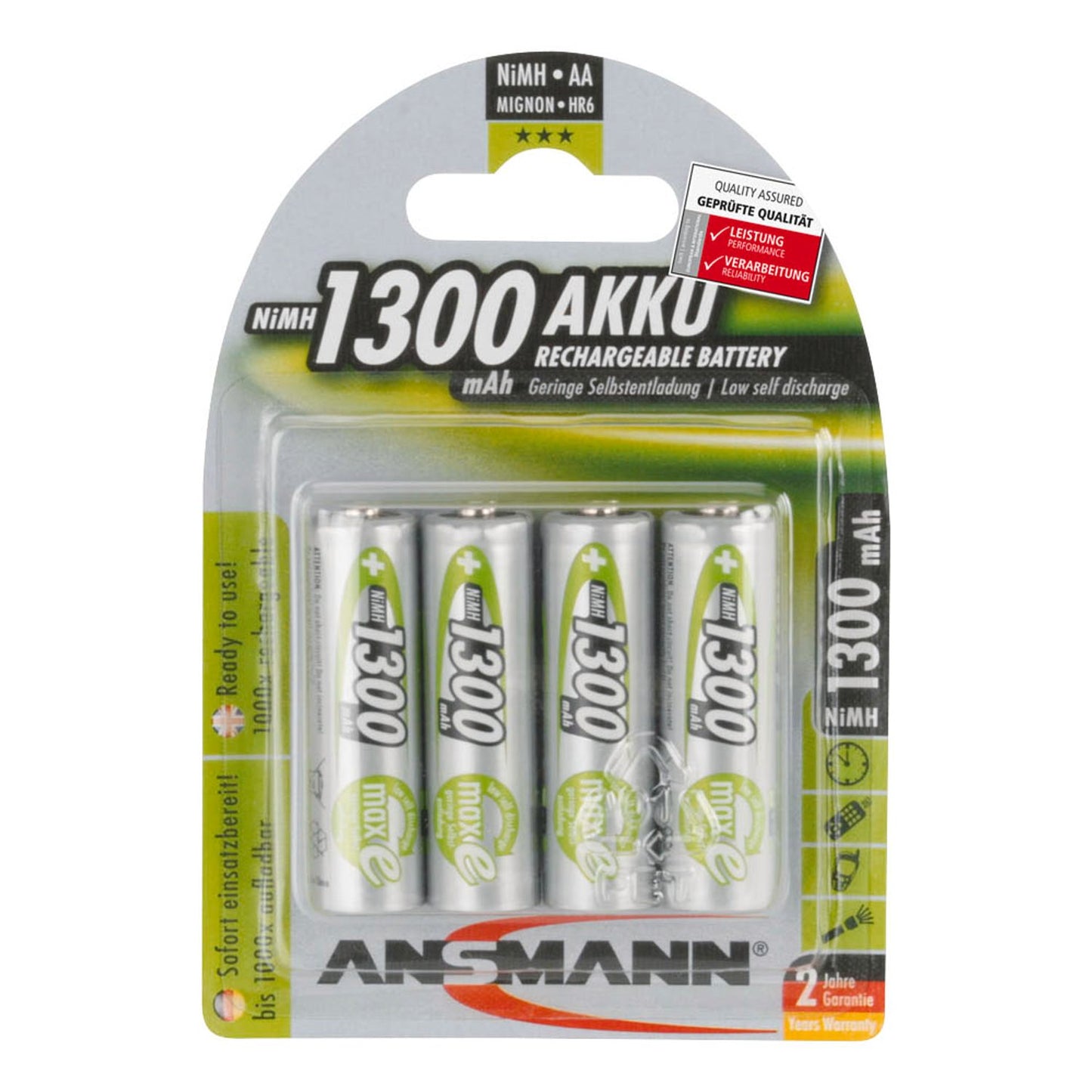 ANSMANN Akkus maxE Mignon AA 1.300 mAh | 5030792 | 1 Pack = 4 St.
