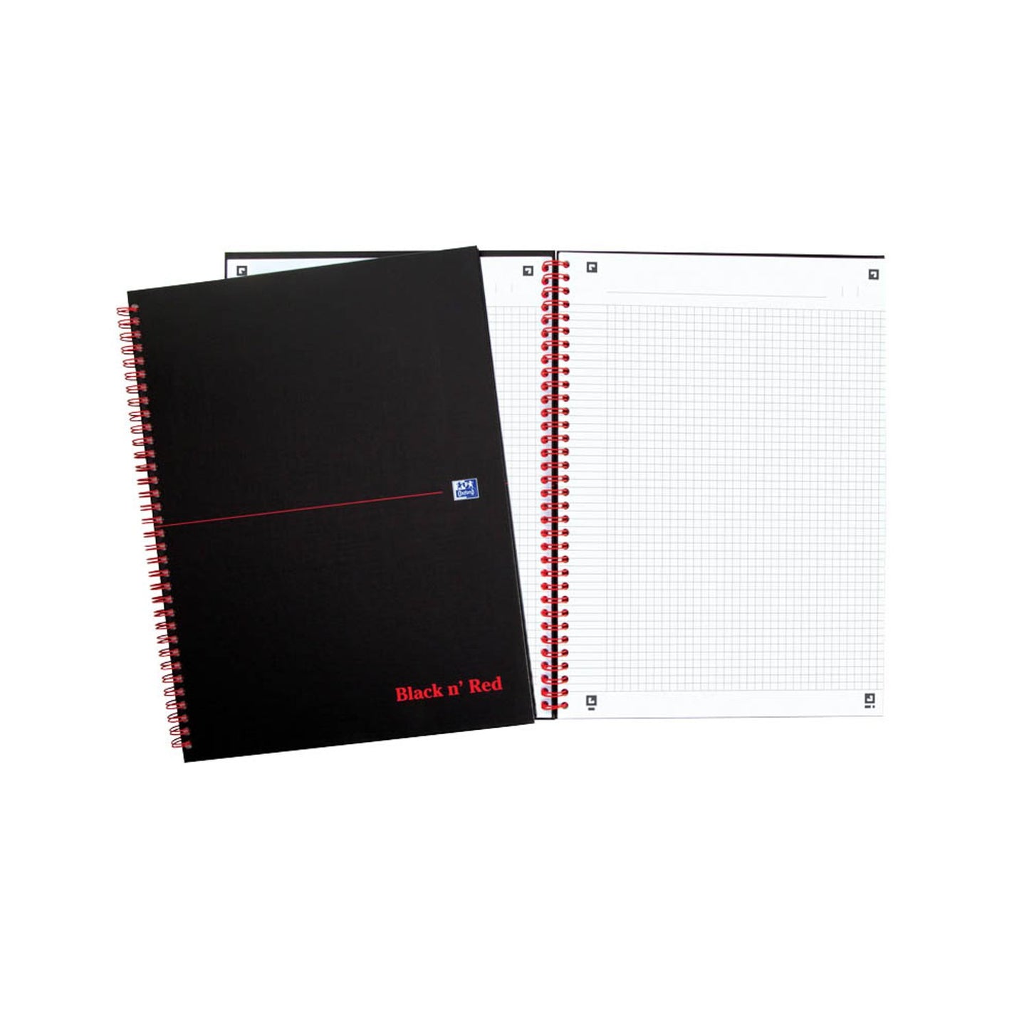 OXFORD Collegeblock Black n'Red Spiralbuch kariert DIN A5 ohne Rand | 400047652