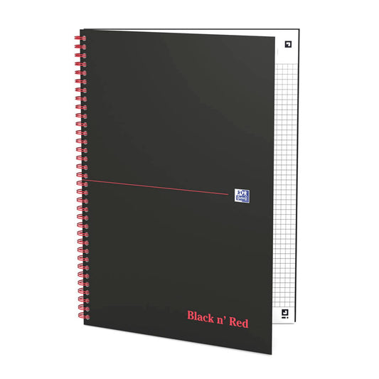 OXFORD Collegeblock Black n'Red Spiralbuch kariert DIN A5 ohne Rand | 400047652