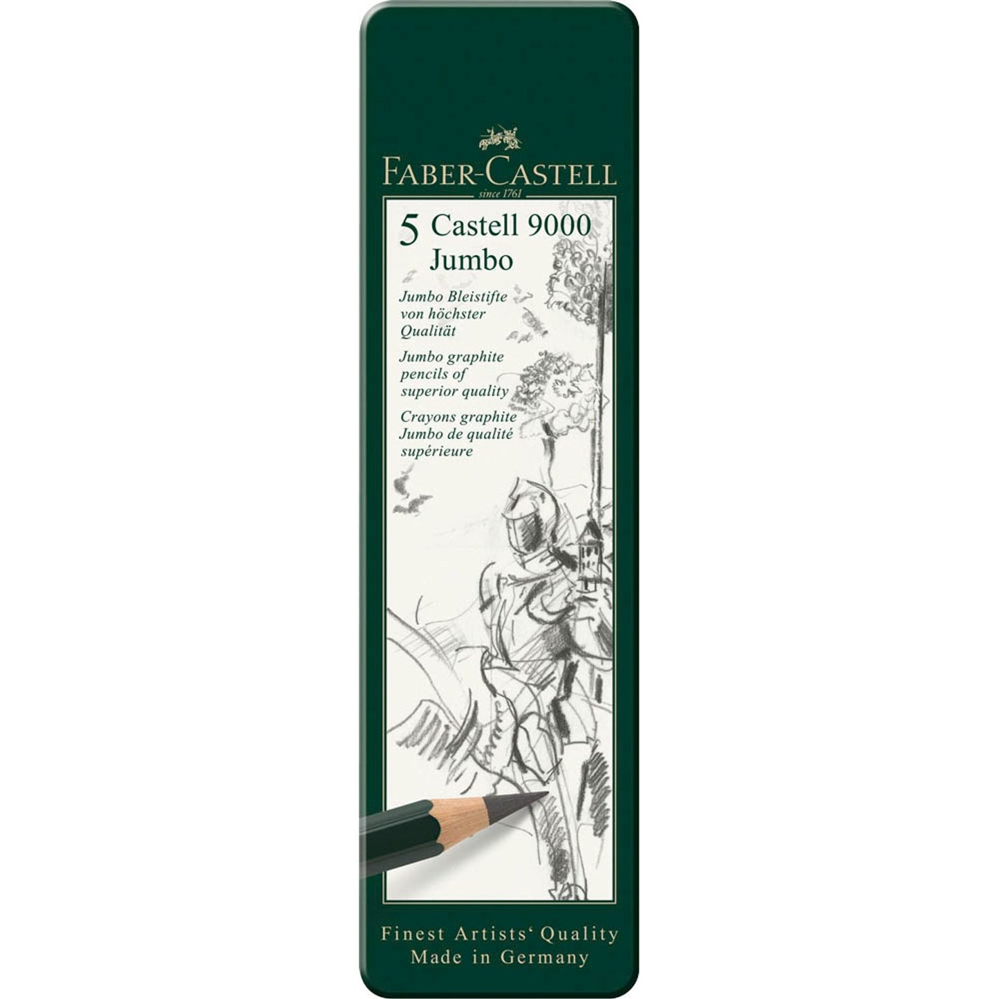 FABER-CASTELL 9000 Jumbo Bleistifte HB, 2B, 4B, 6B, 8B grün | 119305 | 1 Pack = 5 St.