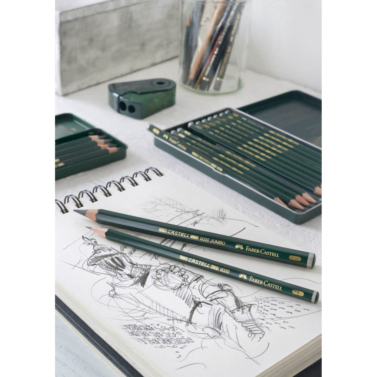 FABER-CASTELL 9000 Jumbo Bleistifte HB, 2B, 4B, 6B, 8B grün | 119305 | 1 Pack = 5 St.