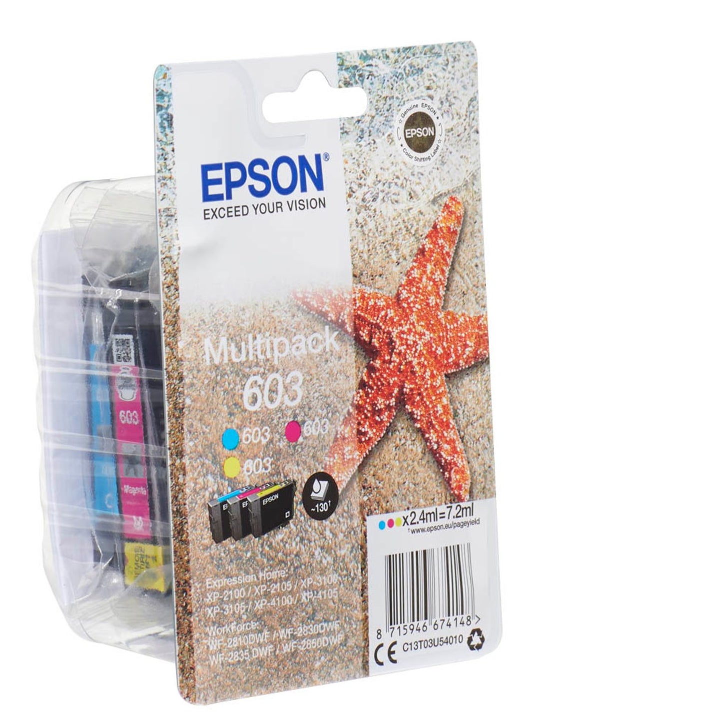 EPSON 603/T03U54 cyan, magenta, gelb Druckerpatronen, 3er-Set | C13T03U54010 | 1 Pack = 3 St.