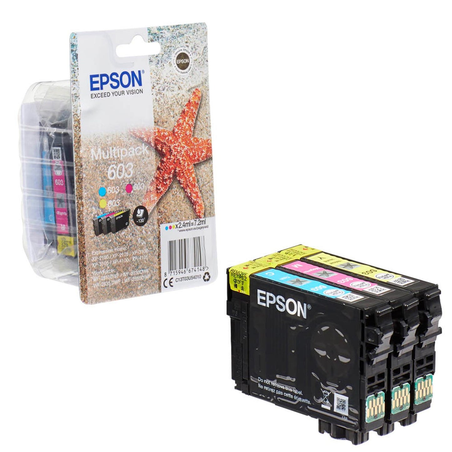 EPSON 603/T03U54 cyan, magenta, gelb Druckerpatronen, 3er-Set | C13T03U54010 | 1 Pack = 3 St.
