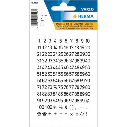 HERMA Klebenummern Zahlen, schwarz, 10x 250 Etiketten | 4155 | 1 Pack = 10 Beutel