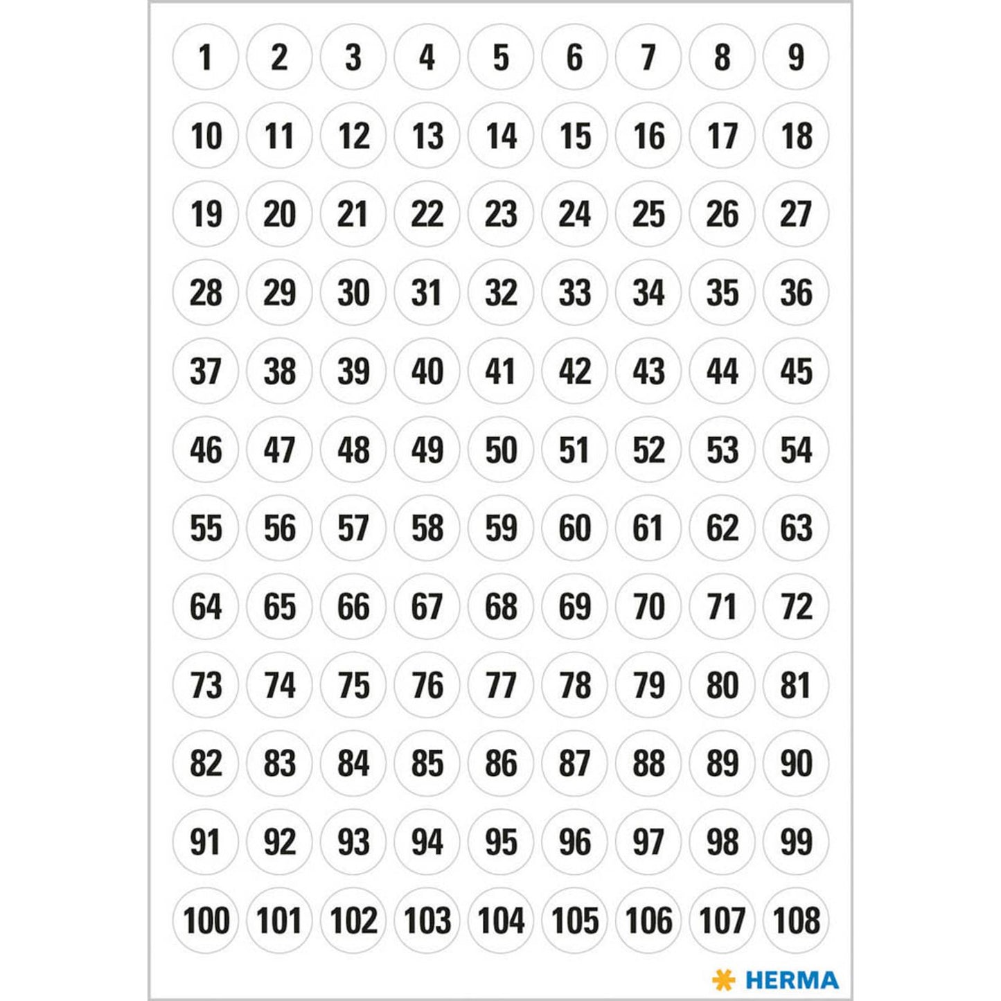 HERMA Klebenummern Zahlen, schwarz, 10x 540 Etiketten | 4128 | 1 Pack = 10 Beutel
