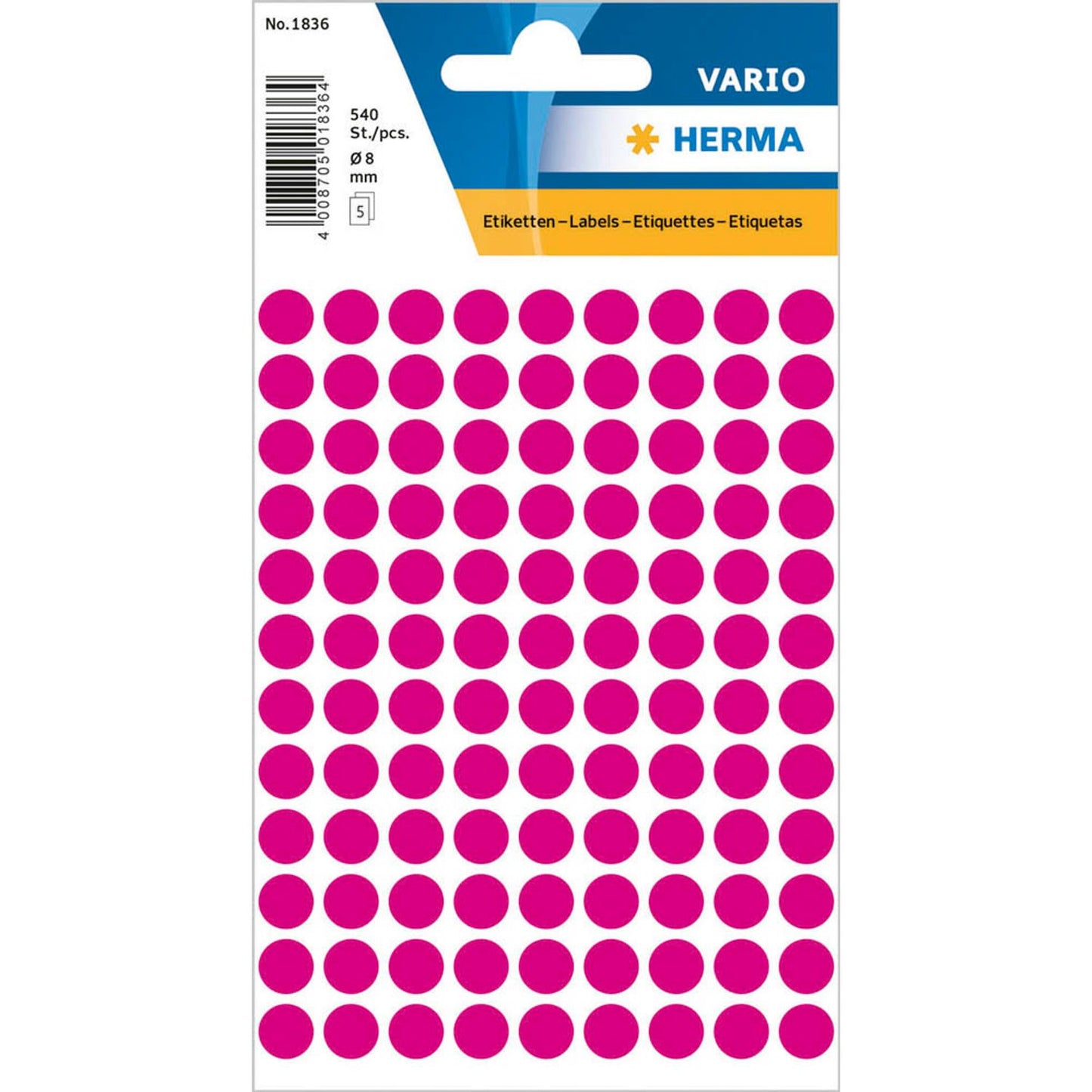 HERMA Klebepunkte pink Ø 8,0 mm | 1836 | 1 Pack = 5.400 St.