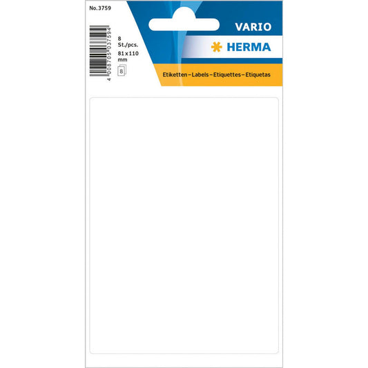 HERMA Etiketten weiß 81,0 x 110,0 mm | 3759 | 1 Pack = 10 Beutel