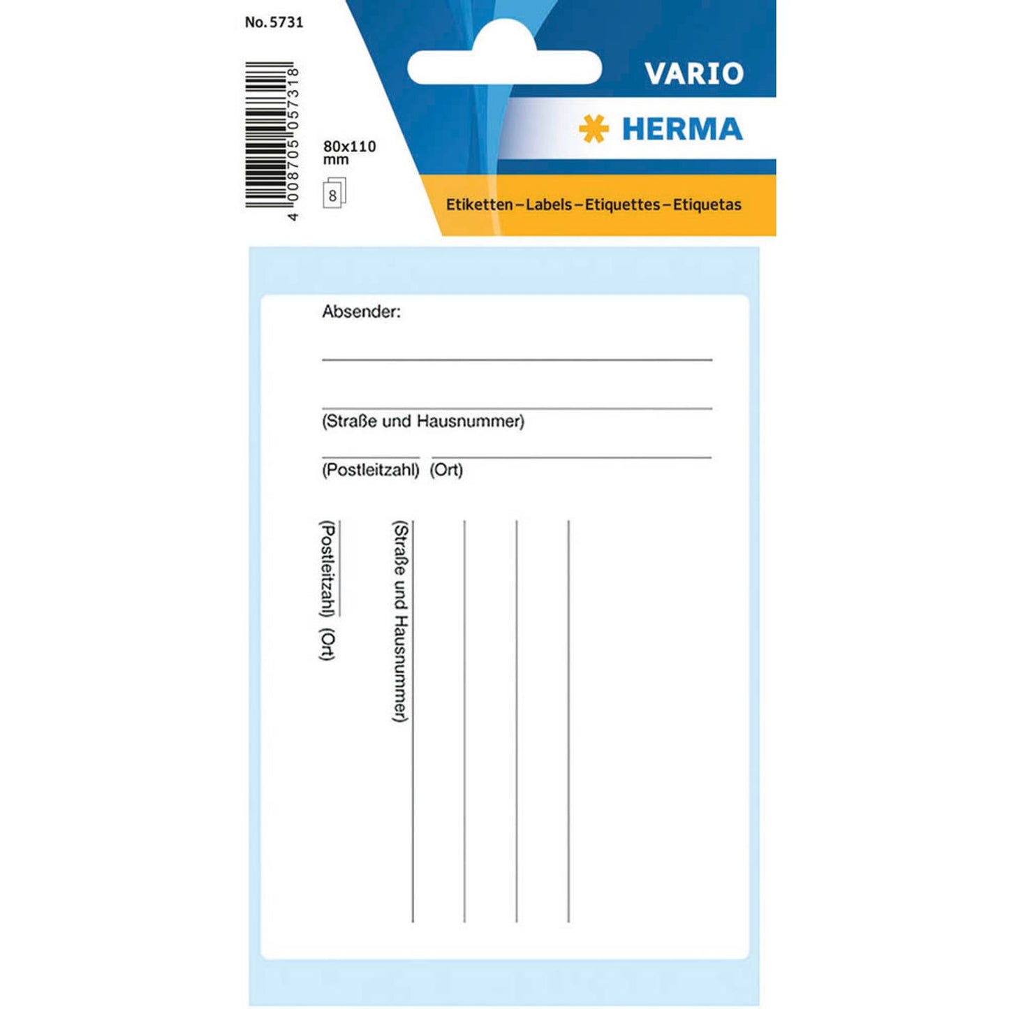 HERMA Adressetiketten weiß 80,0 x 110,0 mm | 5731 | 1 Pack = 10 Beutel