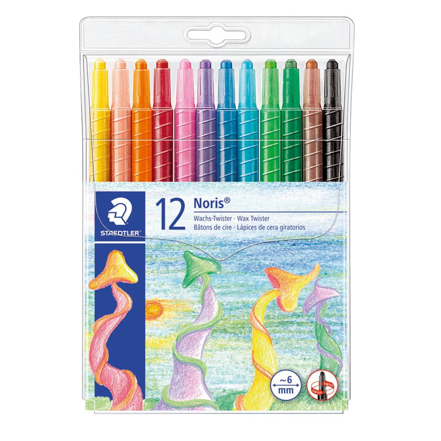 STAEDTLER Noris Club® 221 Wachsmalstifte farbsortiert | 221 NWP12 | 1 Pack = 12 St.