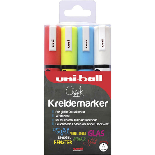 uni-ball Chalk PWE-5M Kreidemarker farbsortiert 1,0 - 2,0 mm | 186203 | 1 Pack = 4 St.
