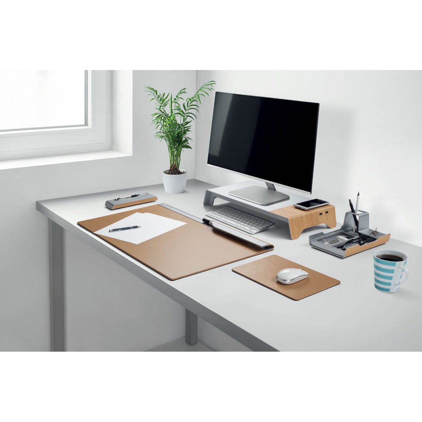 SIGEL Stiftablage Smartstyle silber/holzfarben Acryl/Filz 24,0 x 7,5 x 2,3 cm | SA401