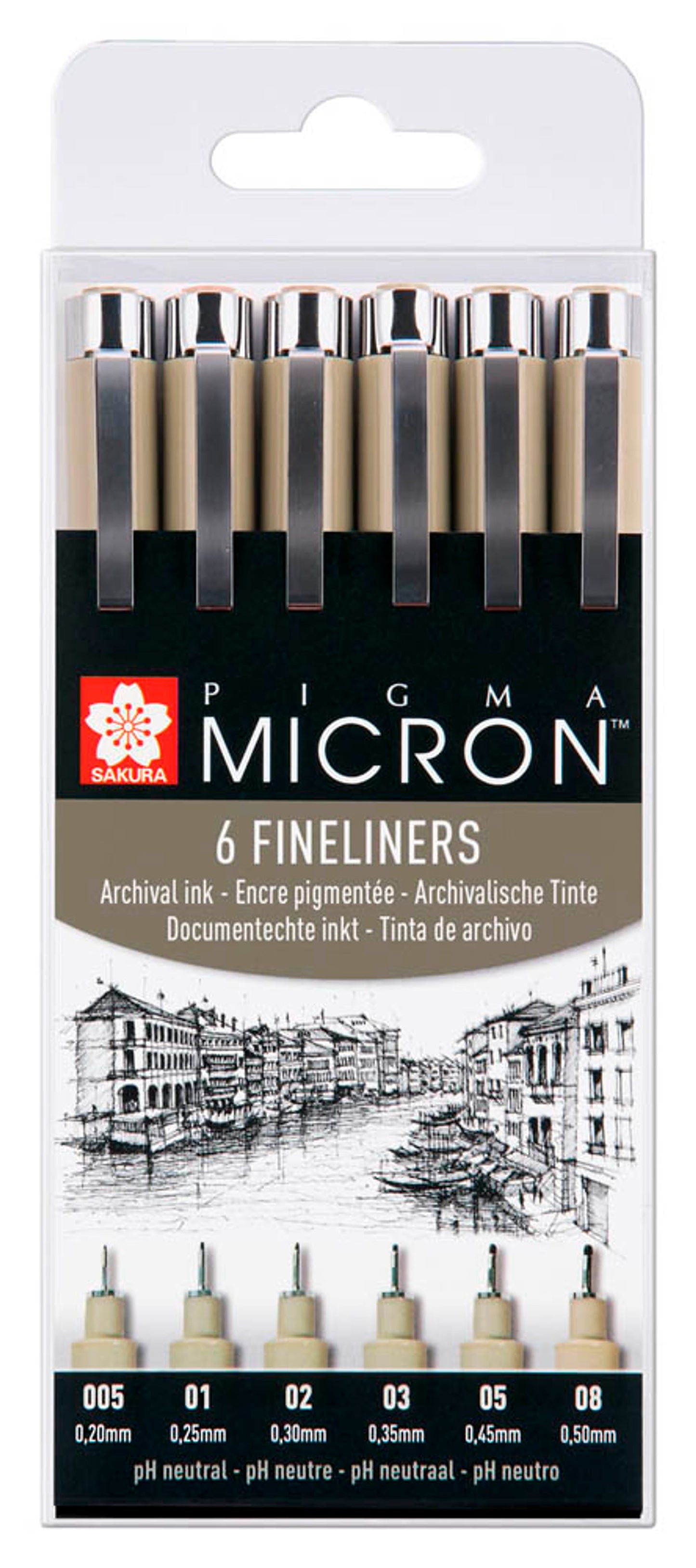 Sakura Pigma Micron Fineliner-Set, 6 St.