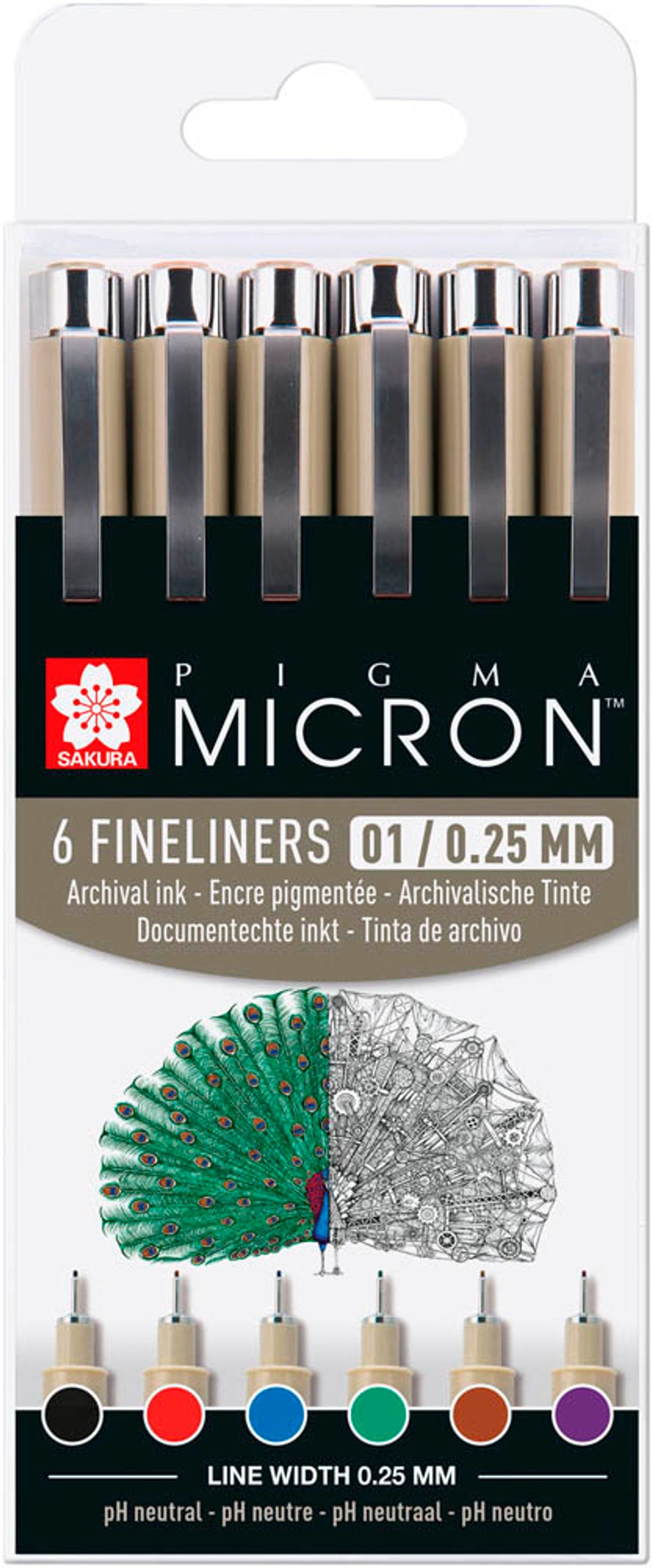 Sakura Pigma Micron Fineliner-Set, 6 St.