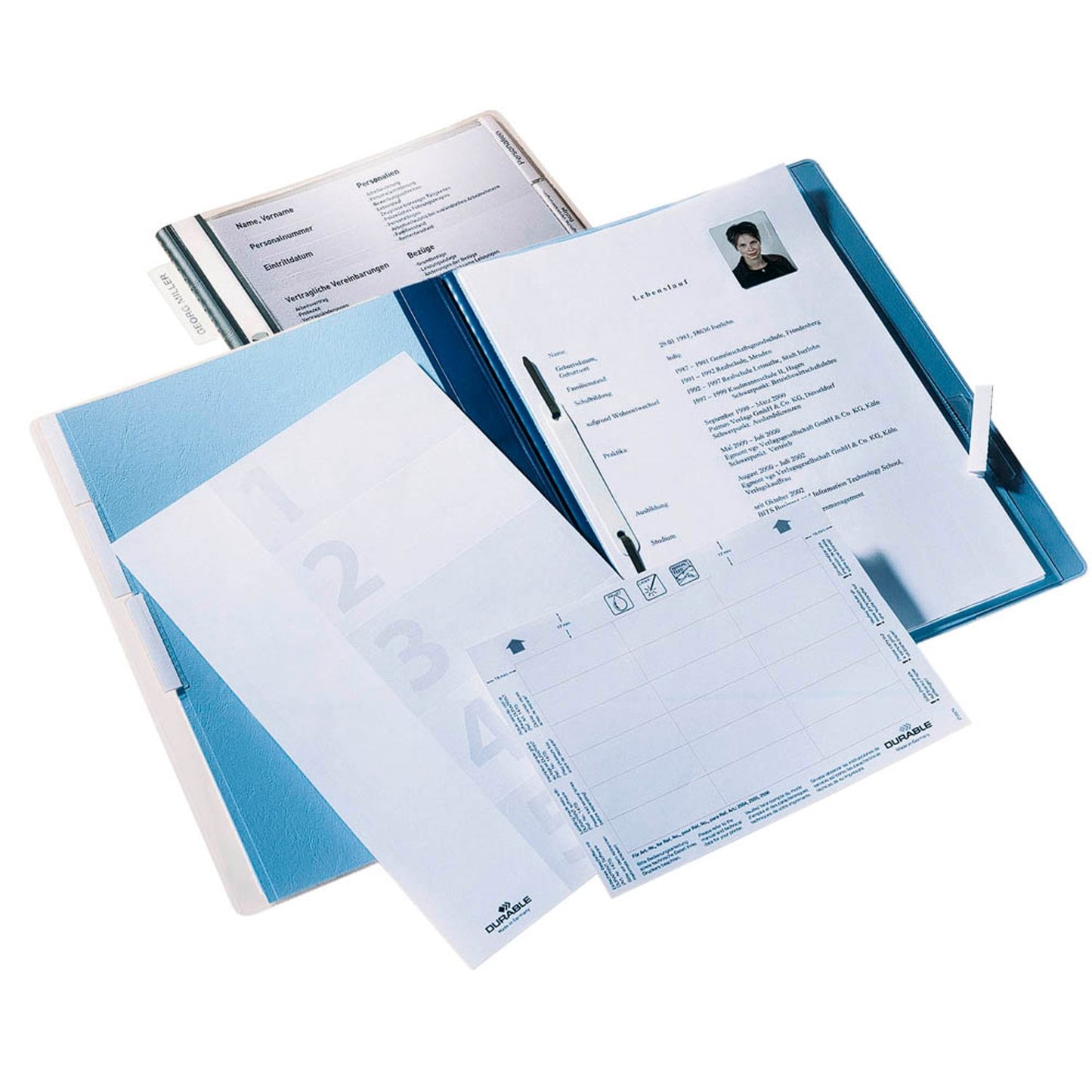 DURABLE Personalhefter Kunststoff blau 5 x kaufmännische Heftung | 255506 | 1 Pack = 5 St.