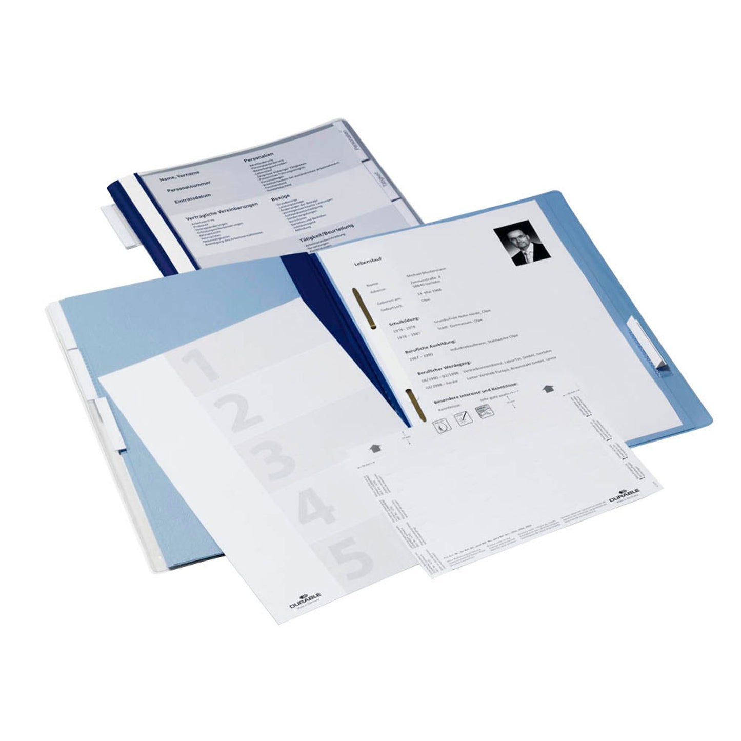 DURABLE Personalhefter Kunststoff blau 5 x kaufmännische Heftung | 255506 | 1 Pack = 5 St.