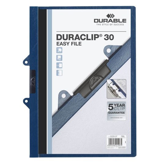 DURABLE Klemmhefter 30 EASY FILE dunkelblau | 222907 | 1 Pack = 25 St.