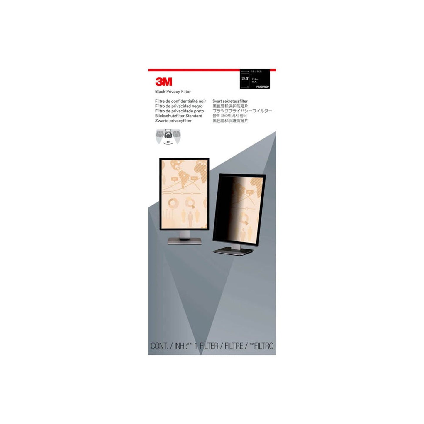 3M PF250W9P Display-Blickschutzfolie für 63,5 cm (25,0 Zoll) | 7100142919