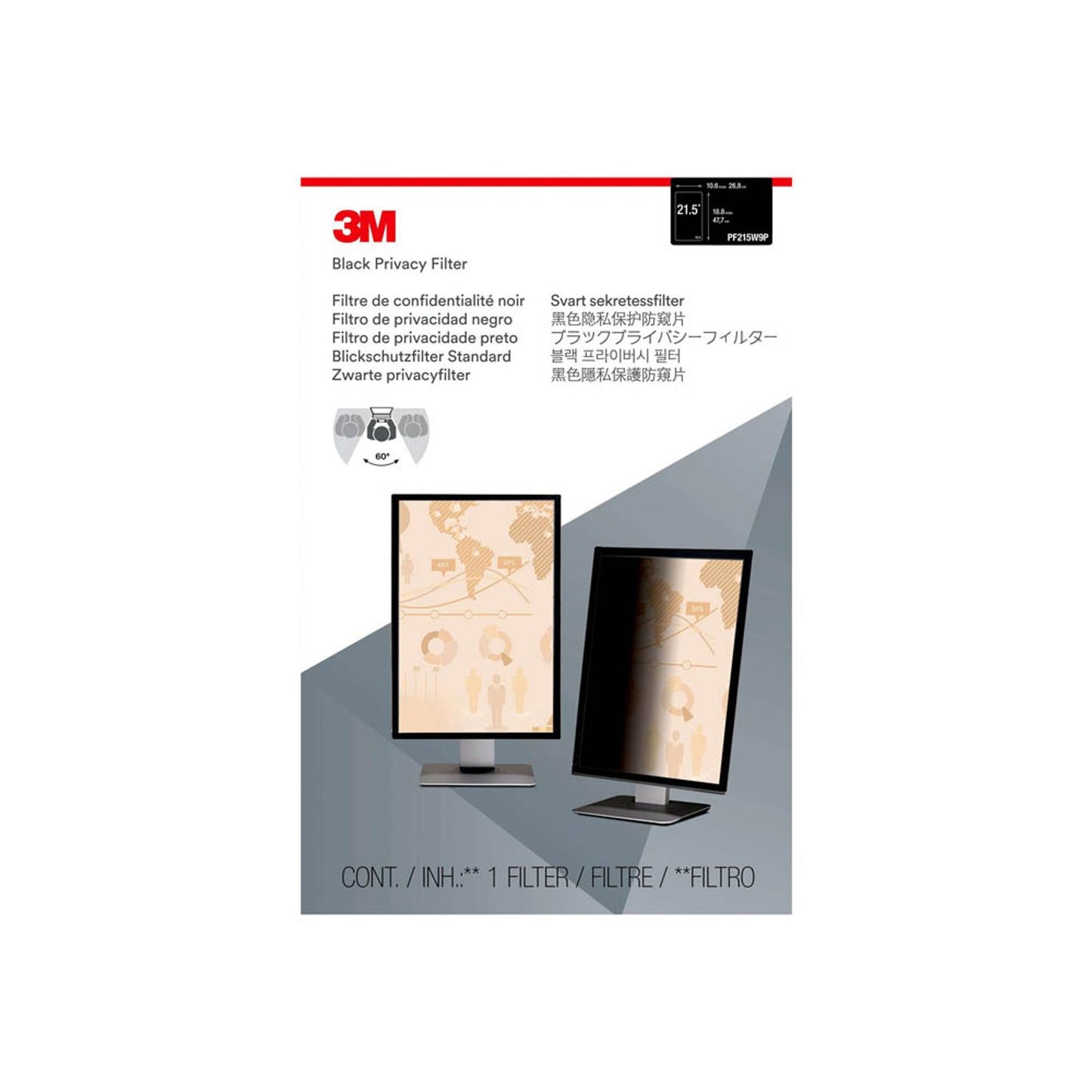 3M PF215W9P Display-Blickschutzfolie für 54,6 cm (21,5 Zoll) | 7100143035