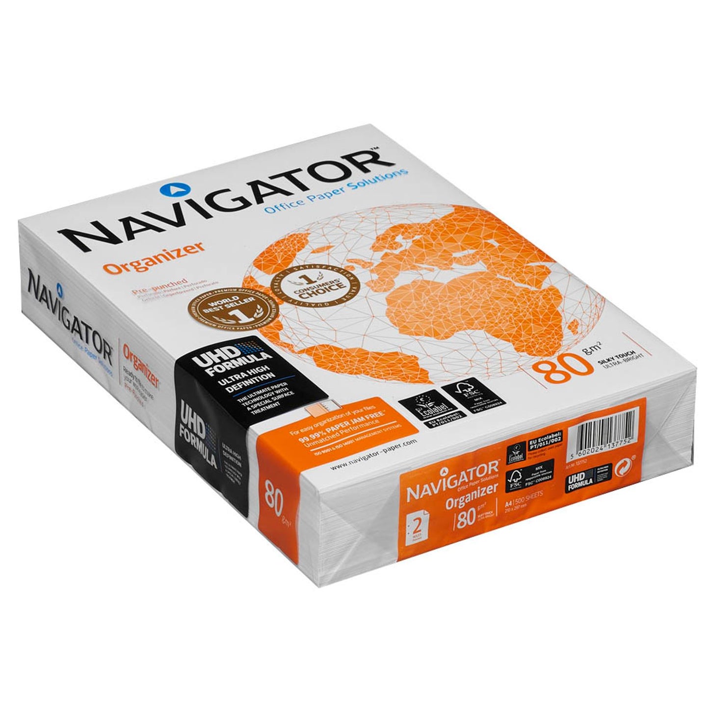 NAVIGATOR Kopierpapier Organizer DIN A4 80 g/qm 2-fach gelocht | 82479A80S | 1 Pack = 500 Blatt