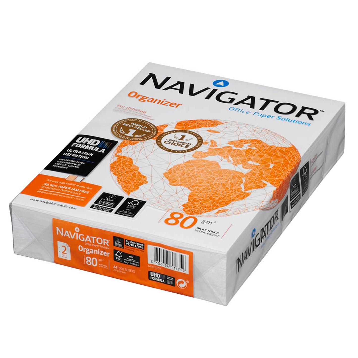 NAVIGATOR Kopierpapier Organizer DIN A4 80 g/qm 2-fach gelocht | 82479A80S | 1 Pack = 500 Blatt