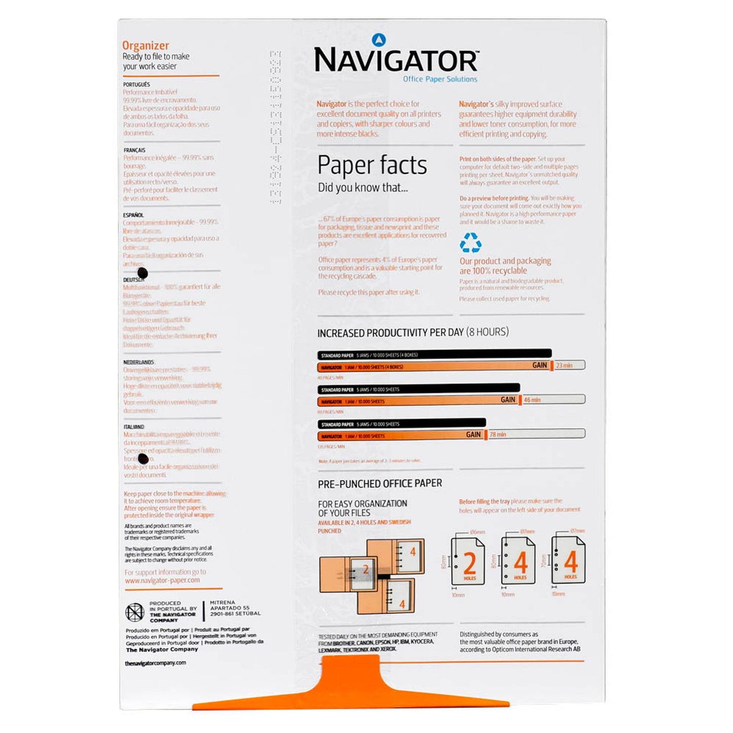 NAVIGATOR Kopierpapier Organizer DIN A4 80 g/qm 2-fach gelocht | 82479A80S | 1 Pack = 500 Blatt