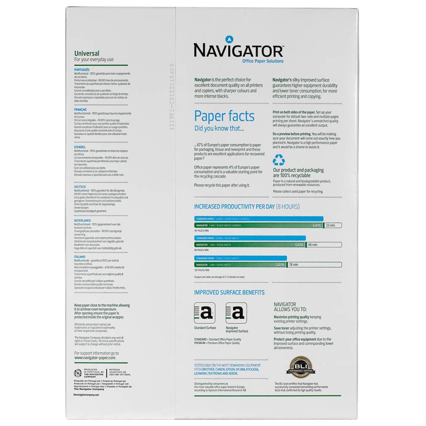 NAVIGATOR Kopierpapier Universal DIN A3 80 g/qm | N80A3 | 1 Pack = 500 Blatt