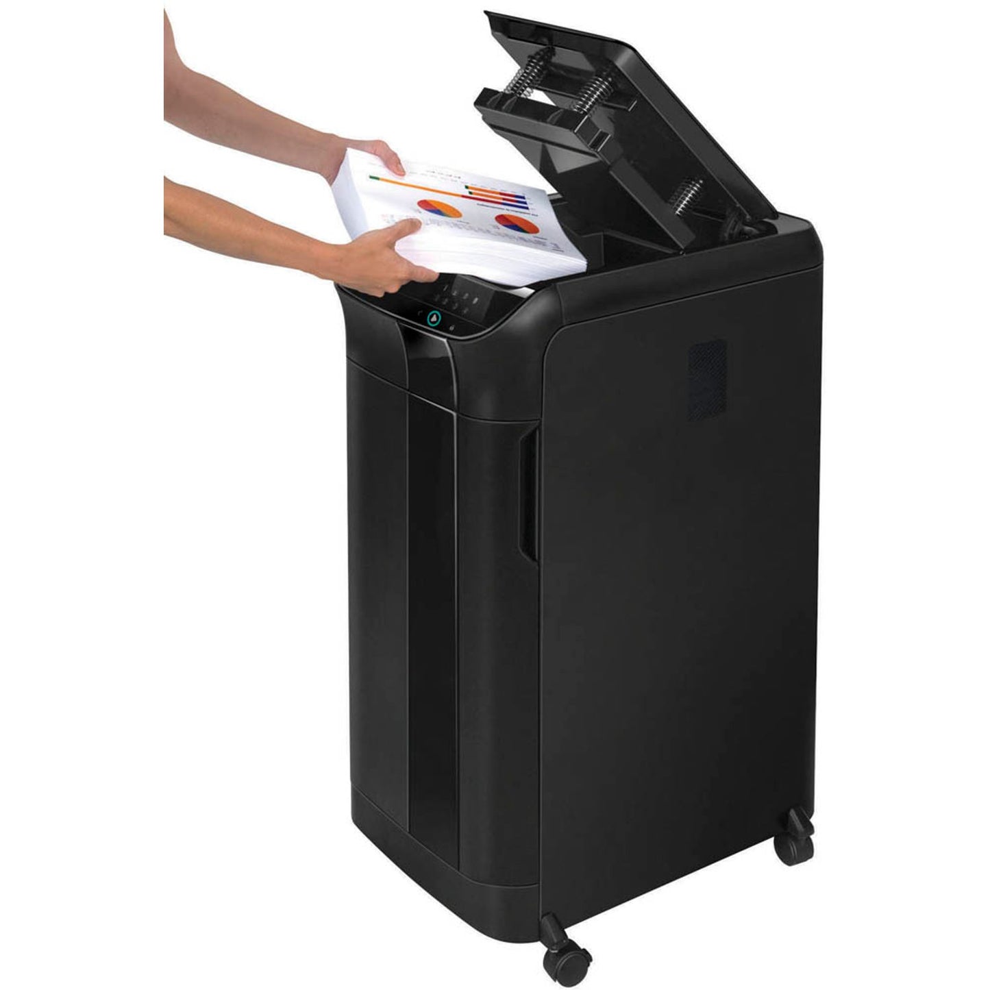Fellowes AutoMax 600M Aktenvernichter mit Partikelschnitt P-5, 2 x 12 mm, bis , schwarz | 4657401