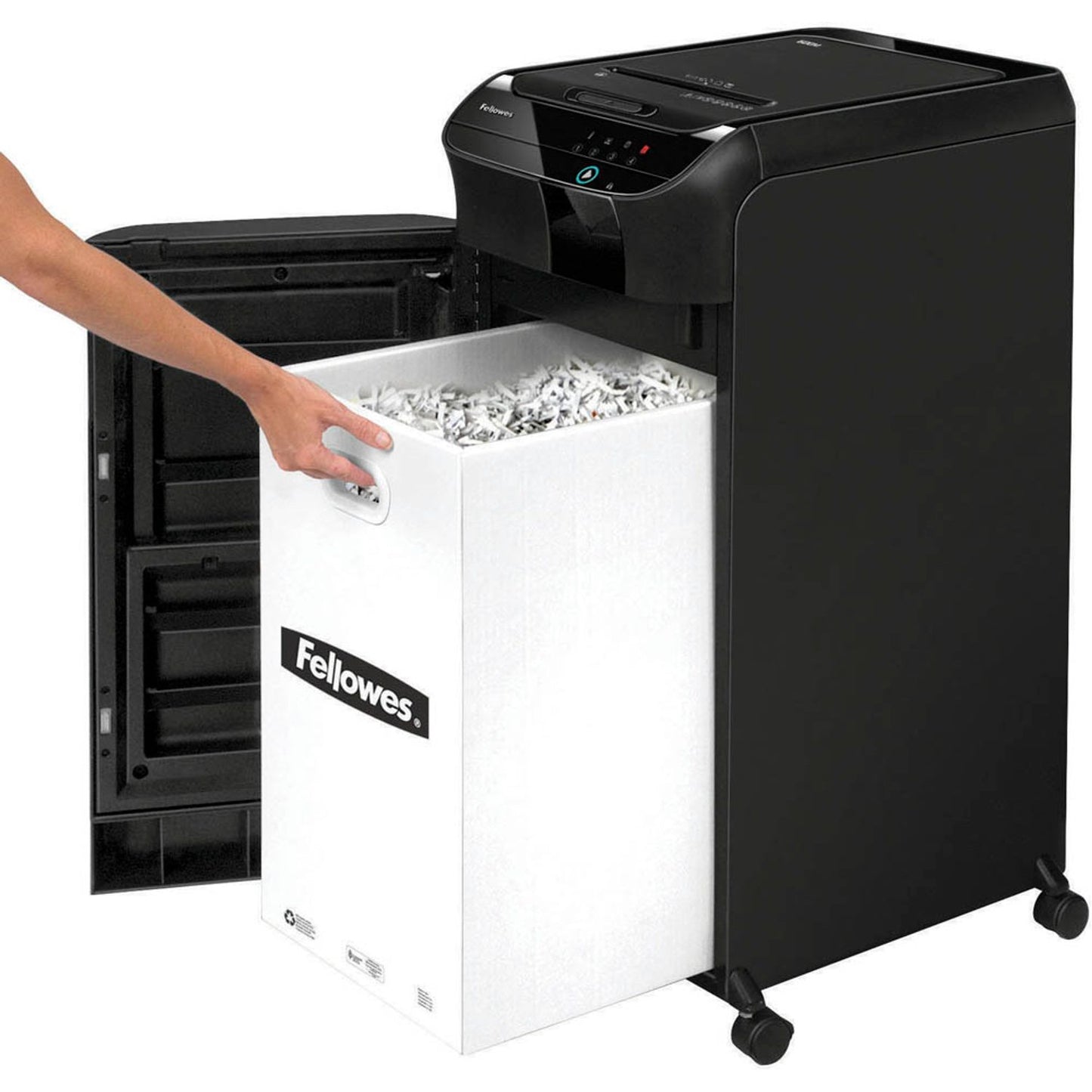 Fellowes AutoMax 600M Aktenvernichter mit Partikelschnitt P-5, 2 x 12 mm, bis , schwarz | 4657401