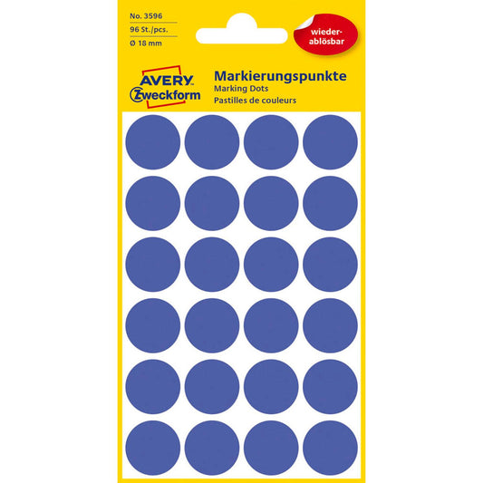 AVERY Zweckform Klebepunkte blau Ø 18,0 mm | 3596 | 1 Pack = 96 St.