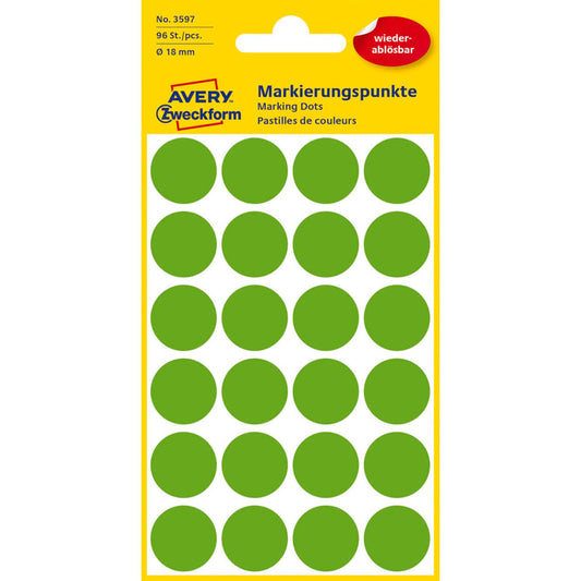 AVERY Zweckform Klebepunkte grün Ø 18,0 mm | 3597 | 1 Pack = 96 St.