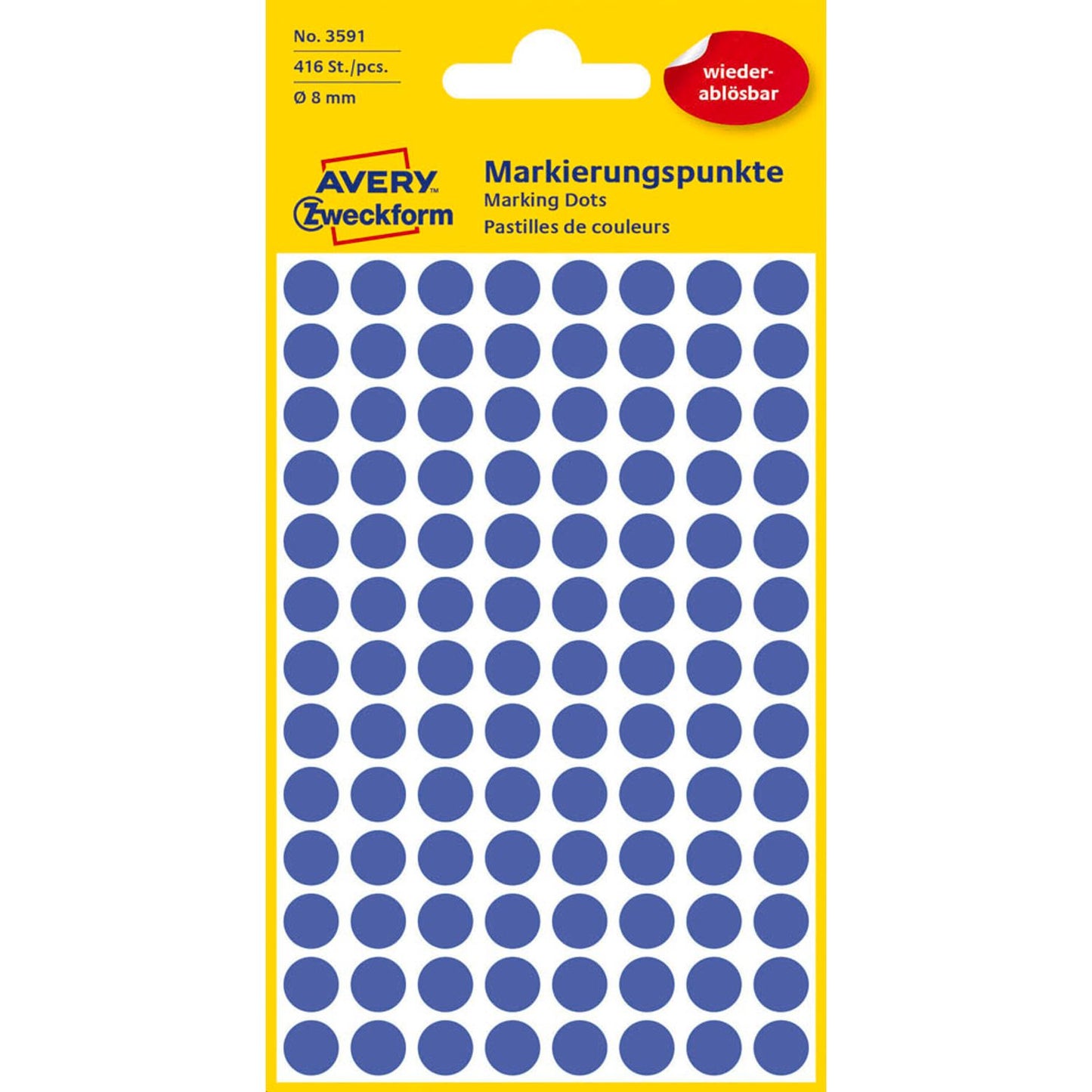 AVERY Zweckform Klebepunkte blau Ø 8,0 mm | 3591 | 1 Pack = 416 St.