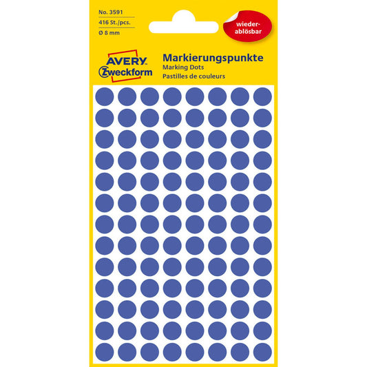 AVERY Zweckform Klebepunkte blau Ø 8,0 mm | 3591 | 1 Pack = 416 St.