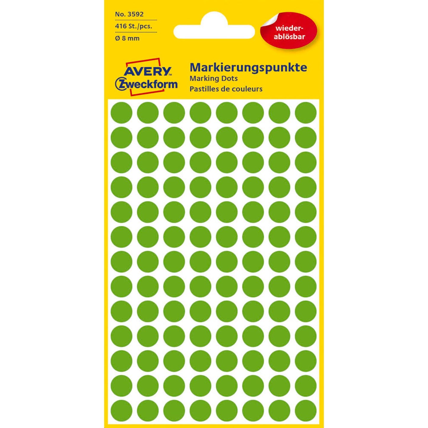 AVERY Zweckform Klebepunkte grün Ø 8,0 mm | 3592 | 1 Pack = 416 St.