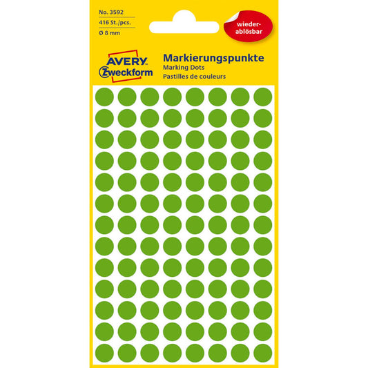AVERY Zweckform Klebepunkte grün Ø 8,0 mm | 3592 | 1 Pack = 416 St.