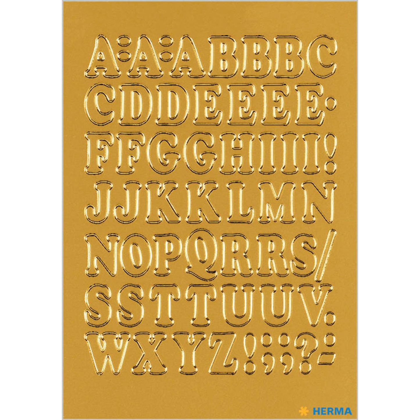HERMA Klebebuchstaben Buchstaben A-Z, gold 10,0 mm, 56 Etiketten | 4183 | 1 Pack = 56 St.