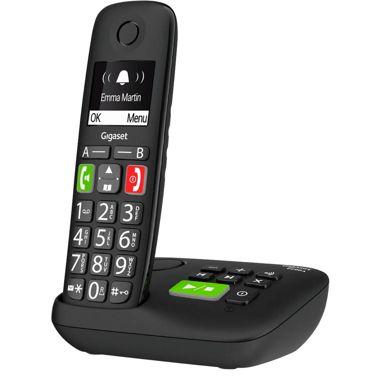Gigaset E290A Schnurloses Telefon mit Anrufbeantworter schwarz | S30852-H2921-B101
