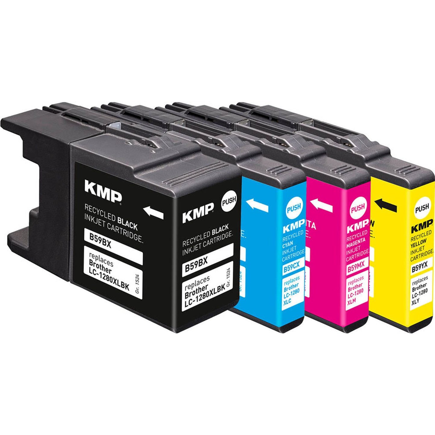 KMP B59VX schwarz, cyan, magenta, gelb Druckerpatronen kompatibel zu brother LC-1280XLVALBP, 4er-Set | 1524,4005 | 1 Pack = 4 St.