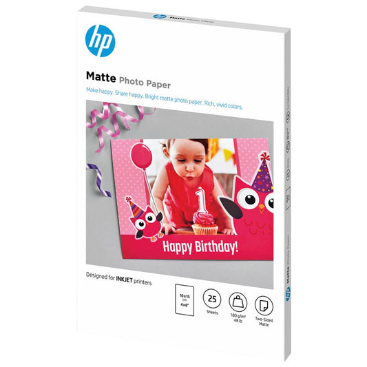 HP Fotopapier 10,0 x 15,0 cm matt 180 g/qm | 7HF70A | 1 Pack = 25 Blatt