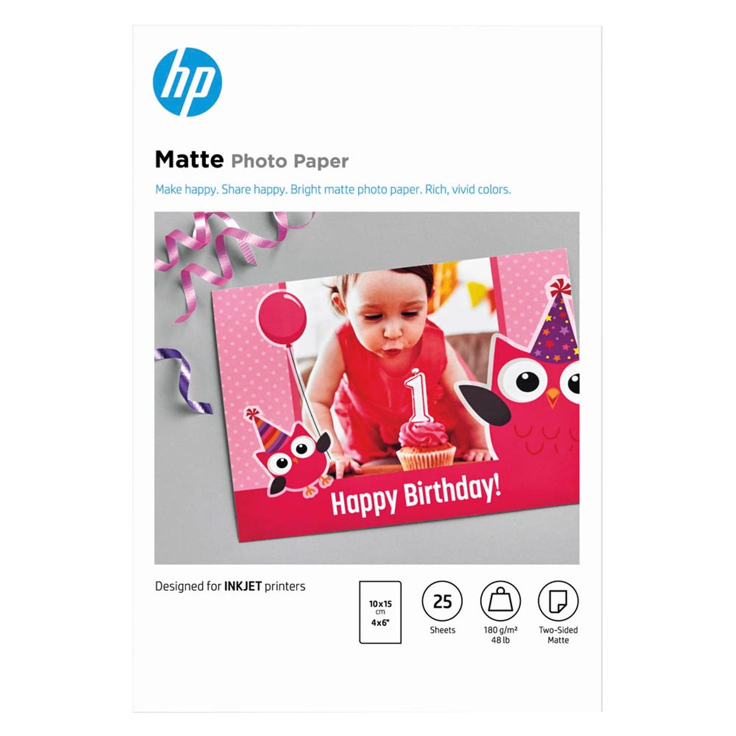 HP Fotopapier 10,0 x 15,0 cm matt 180 g/qm | 7HF70A | 1 Pack = 25 Blatt