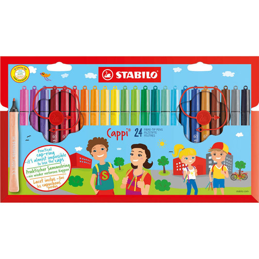 STABILO Cappi Filzstifte farbsortiert | 168/24-4 | 1 Pack = 24 St.